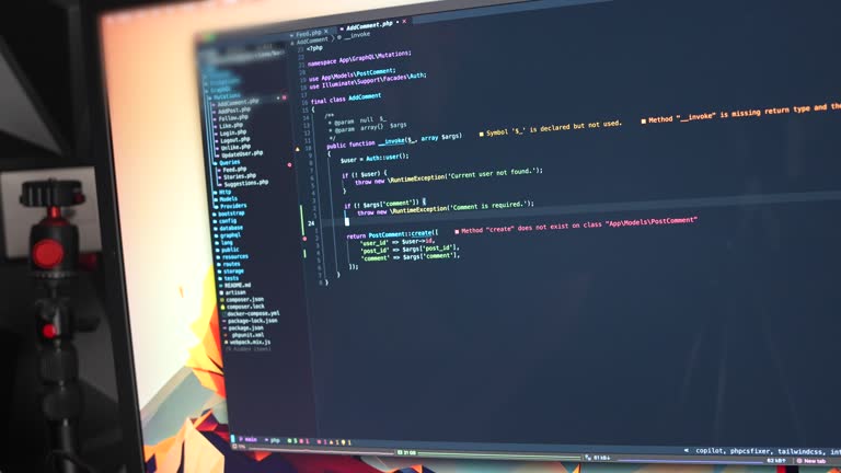 Coding Backend Computer Programming Code Using AI. Close Up. Web Development. Software Developer